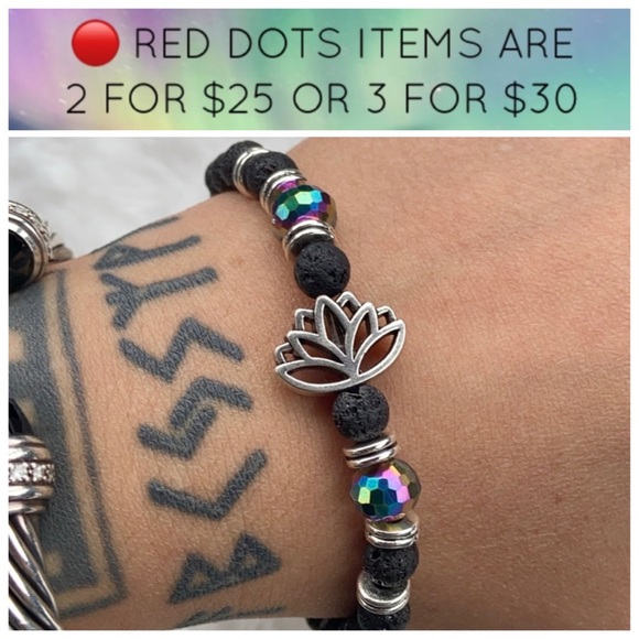 🔴 black lava & rainbow crystal + lotus flower - Picture 1 of 10